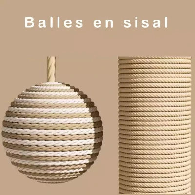 griffoir pour chat multifonction balle en sisal