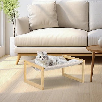 hamac pour chat sur pied | Velours et Pin Massif - Chat - Mellow