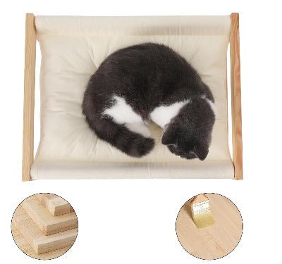 hamac pour chat sur pied | Velours et Pin Massif - Chat - Mellow