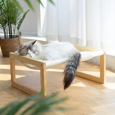 hamac pour chat sur pied | Velours et Pin Massif - Chat - Mellow