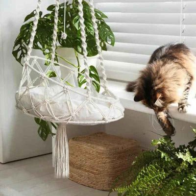 Hamac Suspendu Chat | Bohème Macramé - Chat - Mellow
