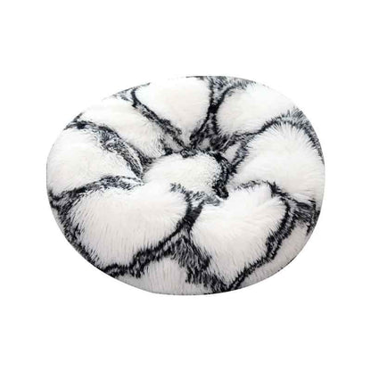 imprimé blanc noir lit rond forme donut pour chat