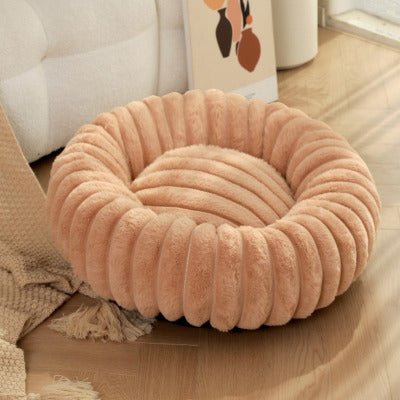 Lit pour chat moelleux forme beignet kaki