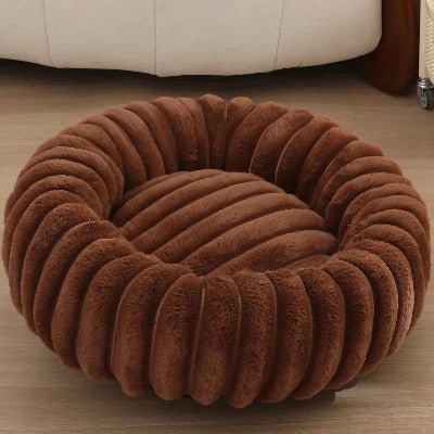 Lit pour chat moelleux forme beignet marron