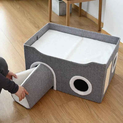 Niche chat | Lit Cube Pliable Multifonction avec son coussin d'intérieur 