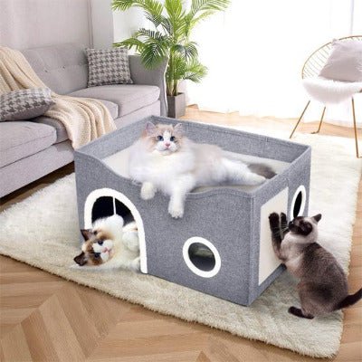 Niche chat | Lit Cube Pliable Multifonction pour plusieurs chats