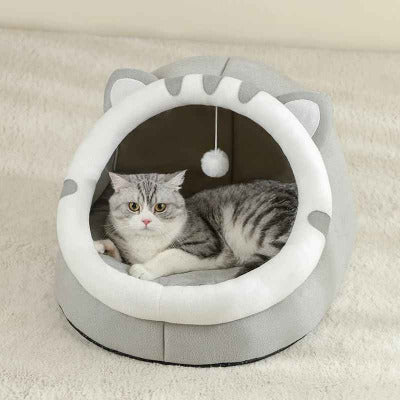 niche pour chat oreilles félin gris