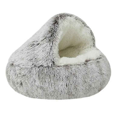 Nid de couchage moelleux pour chat peluche brun