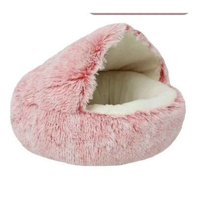 Nid de couchage moelleux pour chat rose