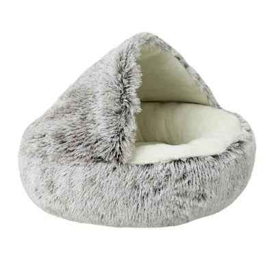 Nid de couchage moelleux pour chat tissus brun