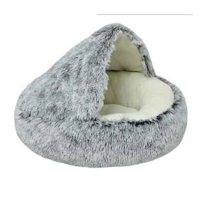 Nid de couchage moelleux pour chat tissus gris