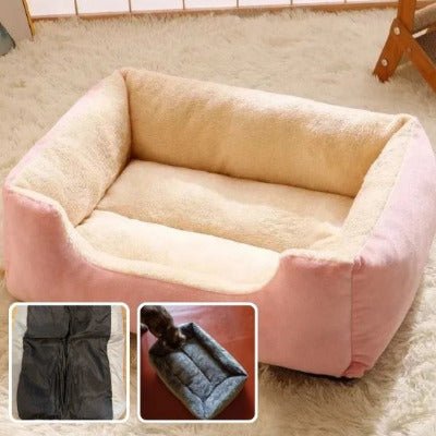 Panier chat, lit doux et confortable rose et deux images