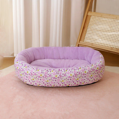 panier à chat floralis mauve
