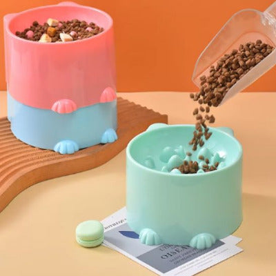 remplissage de la Gamelle anti glouton chat Surélevée Poissons 