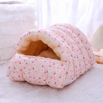 lit pour chat grotte rose