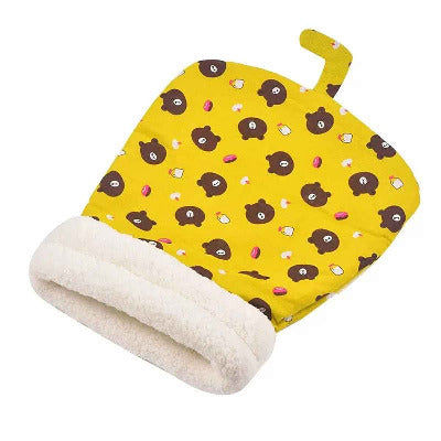 sac de couchage pour chat jaune