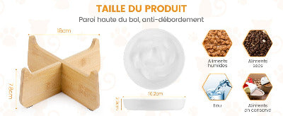 taille du support de la Gamelle anti glouton chat Céramique Poissons 