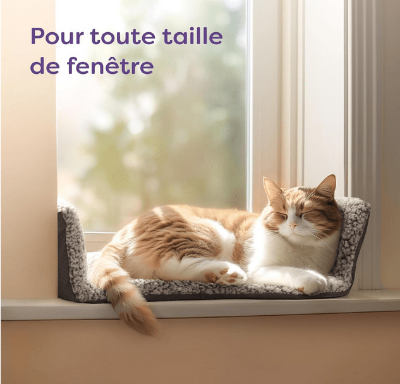 tapis de lit  pour chat posé sur bord fenêtre