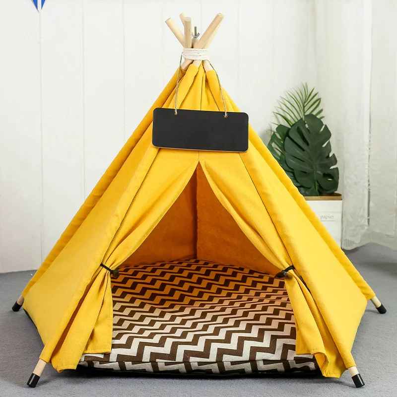 jaune tente tipi chat