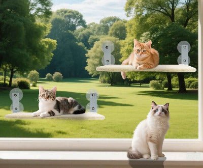 trois chats et deux Hamacs chat fenêtre ventouse ou mural, perchoir lit pliable