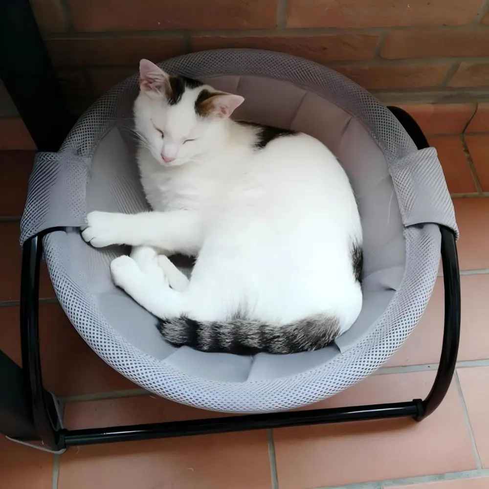 vue dessus chat dort hamac our chat